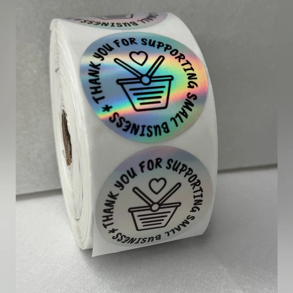 100pcs Thank You Stickers Holographic Small Business Labels 2”